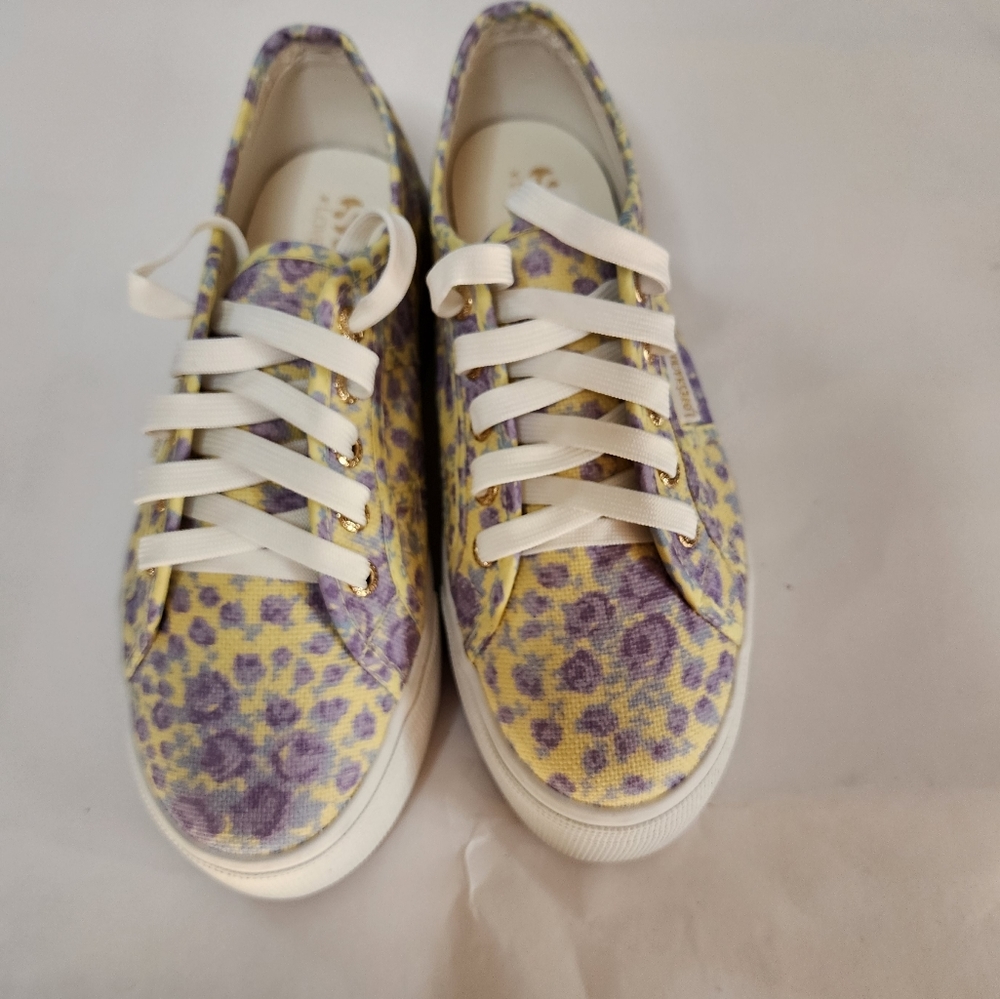 Superga Floral Yellow Sneakers- Size 7.5